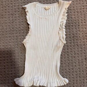 Ribbed, stretch, ruffle tank top